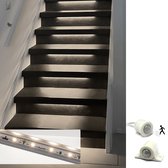Trapverlichting led bewegingssensor set - Led strips 50 cm met helder wit licht - Set in aluminium profiel voor max. 16 treden