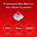 FuegoBird rode mechanische toetsenbord switch, anti-stof, lineair met 45g trigger force, 2mm trigger distance, 80M levensduur.