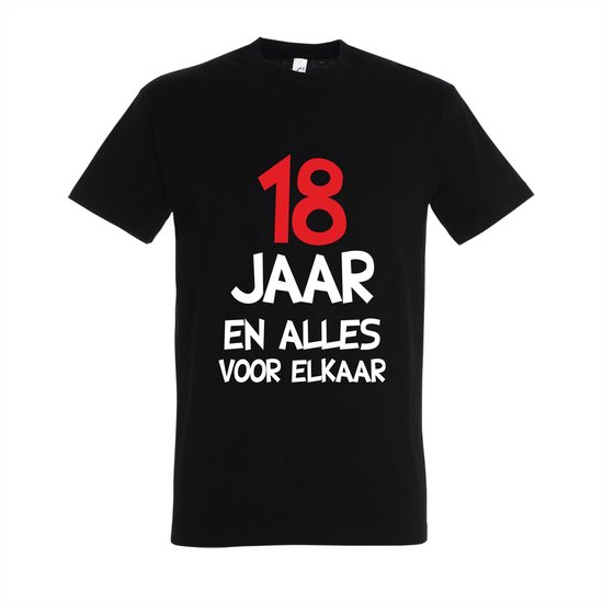 18 Jaar Verjaardag Cadeau - T-shirt 18 jaar en alles voor elkaar | L | Zwart