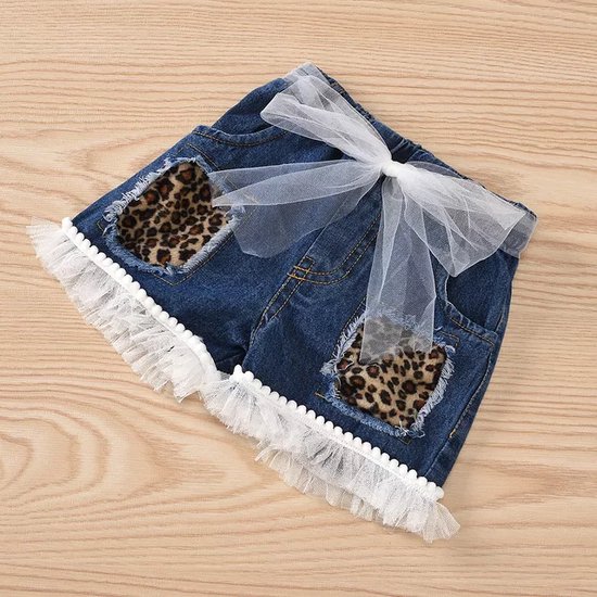 Nieuwe ontwerp casual zomer mouwloze denim luidpaard kleding meisjes broek sets