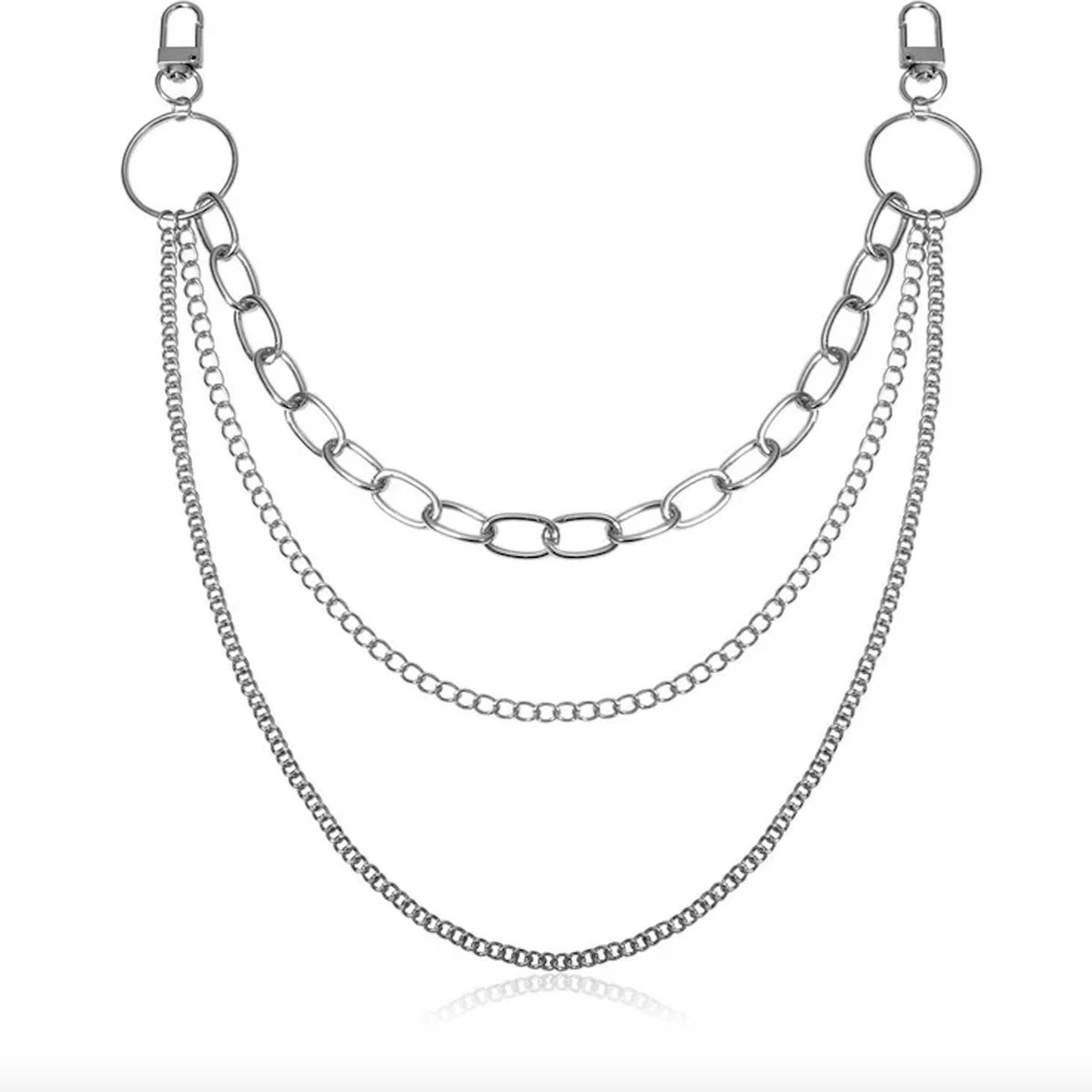 ASTRADAVI Taille Ketting - Waist Chain - 3 Lagen Metalen Ketting voor Dames - Open Maat - Geschikt voor de Meeste Tailleomtrek - Zilver