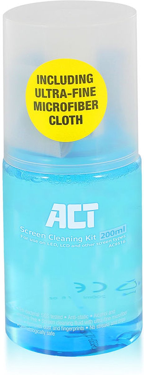 Image of ACT computerreinigingskit LCD/LED/Plasma, LCD/TFT/Plasma, Beeldschermen/Plastik Spray voor apparatuurreiniging 200 ml AC9516