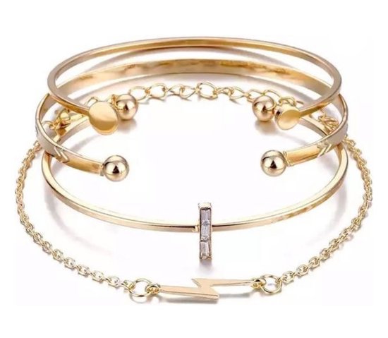 Uitgang Monteur Magnetisch Gouden Armband Dames Bangle set 4 - SEVEND® | bol.com