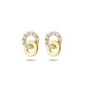 Belles boucles d'oreilles en or jaune 14 carats avec zircons