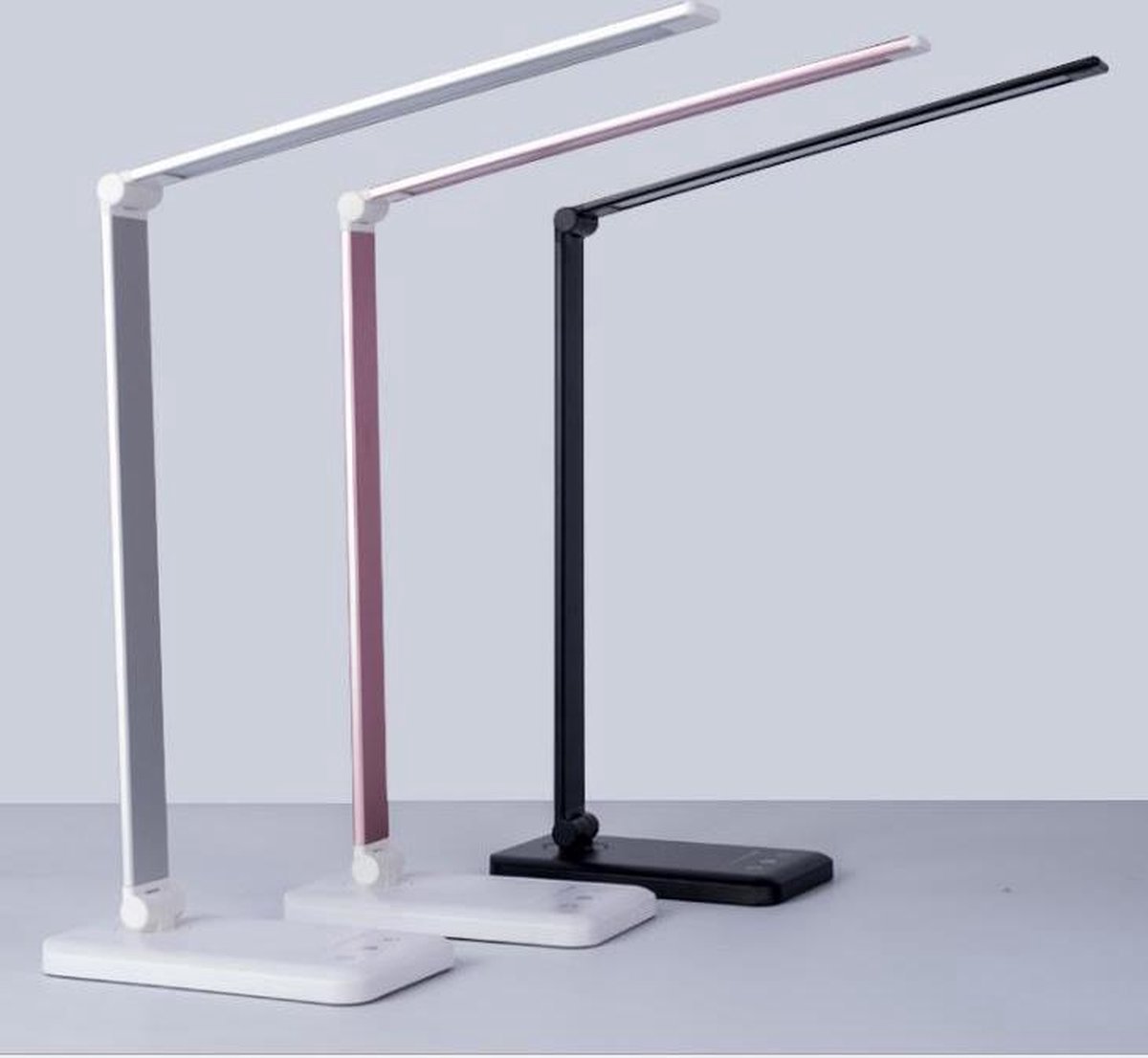 Ortho® - Bureaulamp - Bedlamp - Leeslamp - Nachtlamp - LED - Kleur licht, van Warm Wit tot Daglicht - Dimbaar - Qi draadloos opladen - USB oplaadpoort - Zwart thumbnail 2