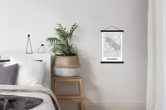 Porte-affiche avec affiche - Affiche scolaire - Schijndel - Carte - Plan d'étage - Plan de la ville - 40x60 cm - Lattes noires