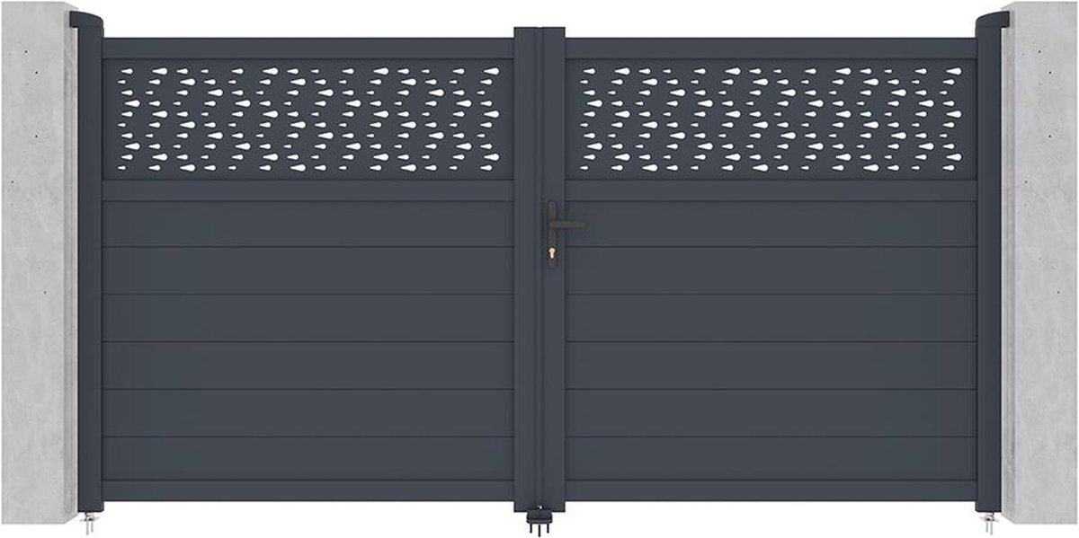 Draaipoort van aluminium met motieven - Halfopengewerkt - L. 305 x H. 166  cm -... | bol.com