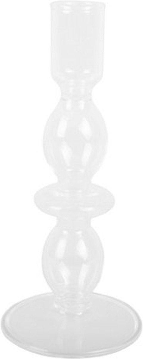 Present Time Candle Holder Glass Art Bubbles Medium Clear