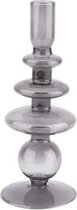 2x Present Time Candle Holder Glass Art Rings Large Black