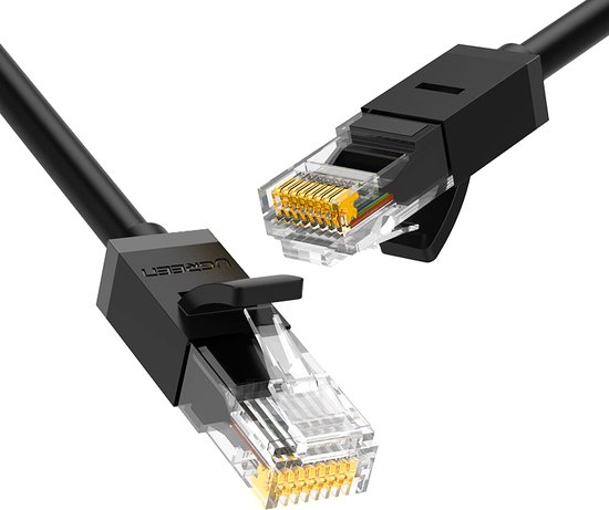 Ugreen Cat 6 RJ45 Ethernet-kabel 3m UTP 1000Mbps zwart – snelle, stabiele netwerkverbinding, duurzame stekkers