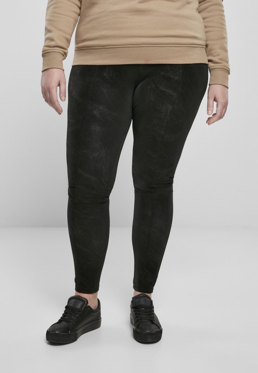 Urban Classics Washed Faux Leather Legging 5XL Zwart