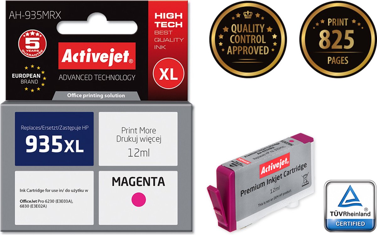ActiveJet AH-935MRX inkt (vervanging HP 935XL C2P25AE; Premium; 12 ml; rood) Magenta