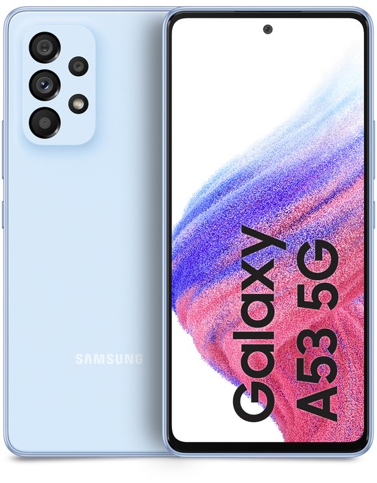Samsung Galaxy A53 5G smartphone 128GB blauw, 64MP camera, OIS, 6.5″ AMOLED 120Hz, IP67 waterdicht, 5000mAh batterij