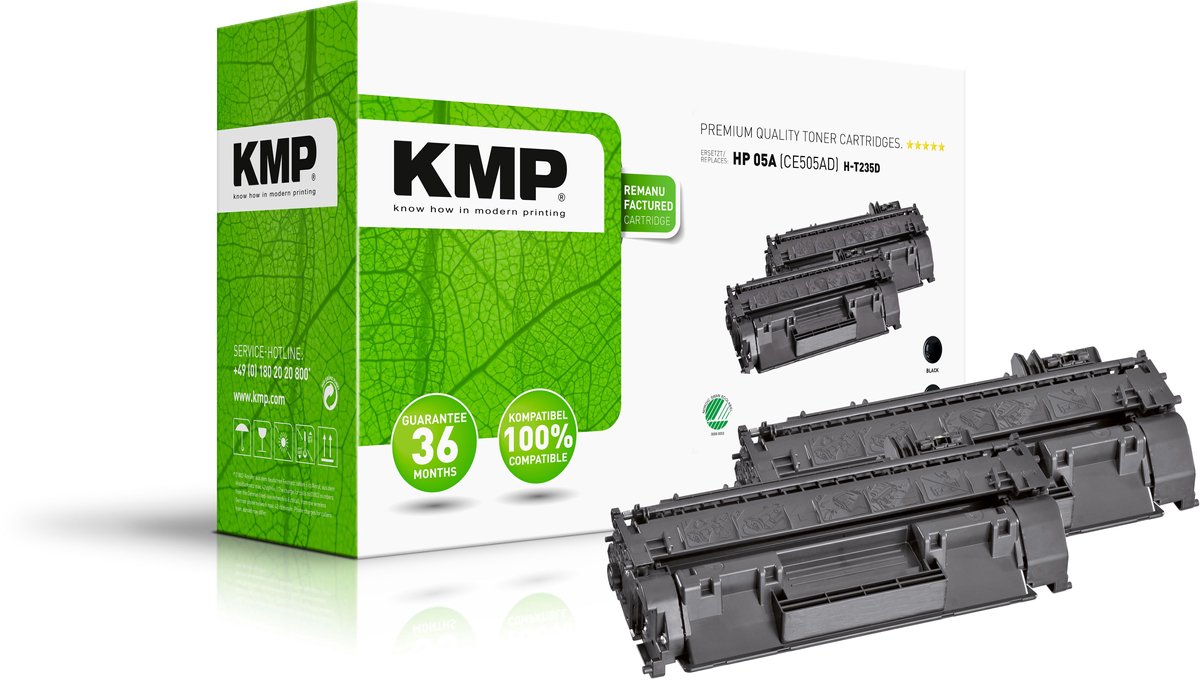KMP H-T235D Toner 2-pack vervangt HP HP 05A (CE505A) Zwart Compatibel Toner set van 2