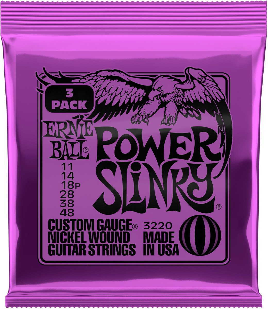 Ernie Ball EB3220 11-48 Power Slinky 3 Pack - Elektrische gitaarsnaren