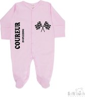 Soft Touch Playsuit "Driver in training" Filles Katoen Rose/noir Taille 56/62