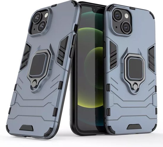 Hybride Ring Case Hoesje geschikt voor iPhone 14 Plus - blauw