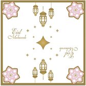 Eid Mubarak - Servetten roze 33 x 33 cm 20 stuks