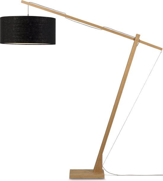 GOOD&MOJO Vloerlamp Montblanc - Bamboe/Zwart - 175x60x207cm - Scandinavisch,Bohemian - Staande lampen voor Woonkamer - Slaapkamer