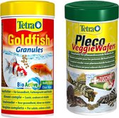 Tetra Visvoer Goldfish Granules - Vissenvoer + Pleco Wafers - 2x 250ml