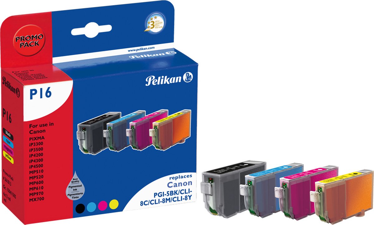 Pelikan PG-5BK/CLI8 - Inktcartridges / Cyaan / Magenta / Geel / Zwart
