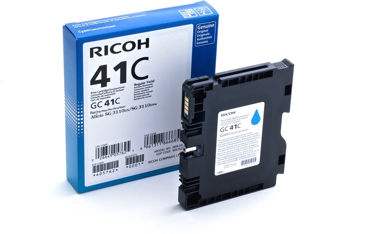 Original Ink Cartridge Ricoh 405762 Cyan