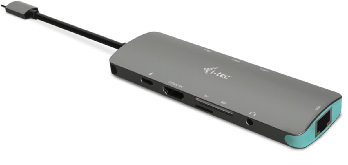 i-Tec - USB-C Metal Nano dock met HDMI - 3 x USB + Ethernet - Audio - USB-C (Opladen)
