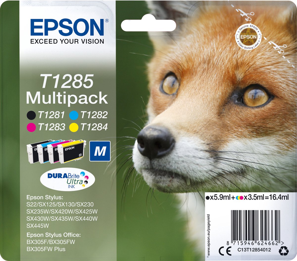 Epson Fox multipack 4-kleuren T1285 DURABrite Ultra inkt
