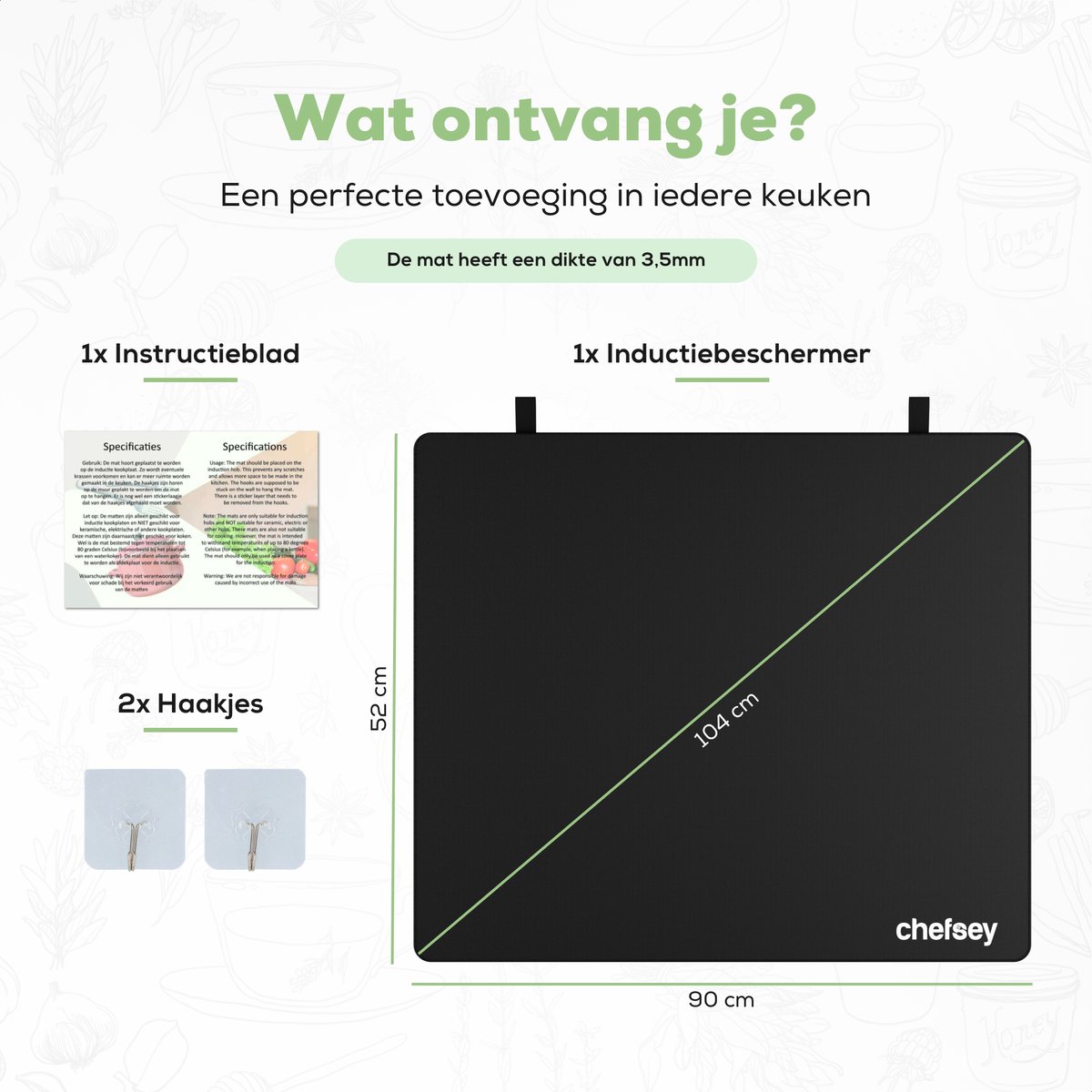 MIPIACE Anti-kras inductiekookplaat beschermingsmat van antislip siliconen 52 x 78 cm