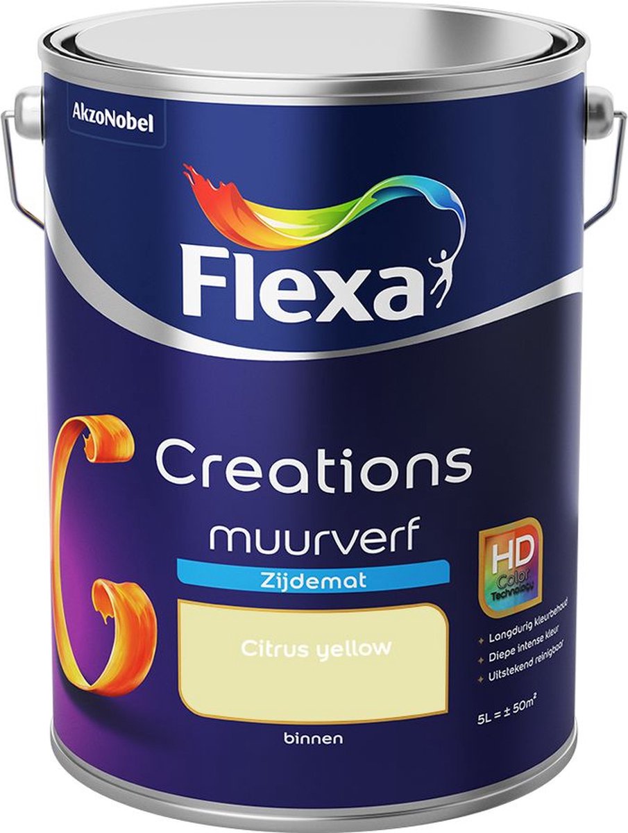 Flexa | Creations Muurverf Zijdemat | Citrus yellow - Kleur van het jaar 2011 | 5L