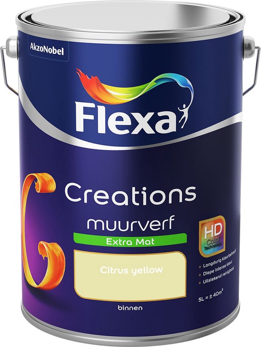 Flexa | Creations Muurverf Extra Mat | Citrus yellow - Kleur van het jaar 2011 | 5L
