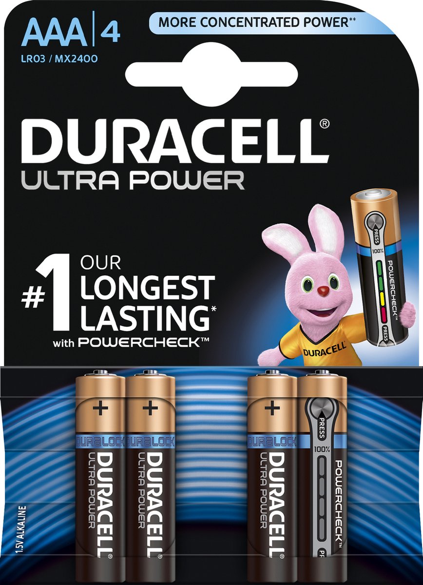 Duracell Ultra Power AAA Alkaline Batterijen - 4 stuks