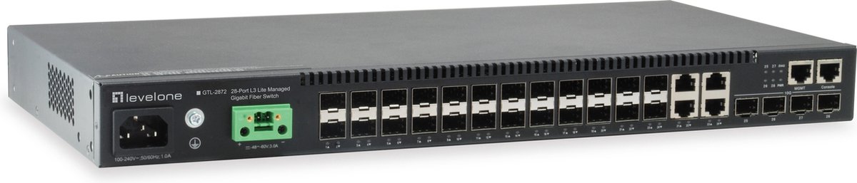 LevelOne GTL-2872 28-Port L3Lite Managed Gigabit Fiber Switch [20x SFP, 4x 10GbE SFP+, 4 x SFP/RJ45]