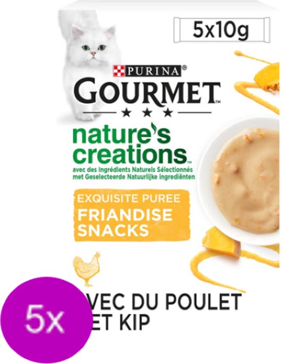 5X Gourmet Nature’S Creations – Puree Met Kip & Pompoen – Kattenvoer – 5X10G