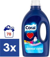 Lessive Liquide Coral Optimal Color - 3 x 1,25 l (78 lavages)