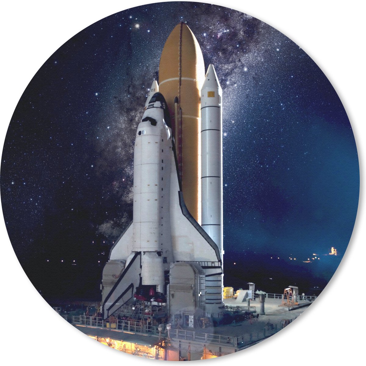 Muismat rond 20x20 cm - Mousepad Raket - Sterrenhemel - Ruimte - Ronde muismatten