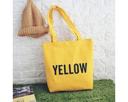 Katoenen Tote Bag met rits YELLOW - Groot 42x39cm - CadeauOnline