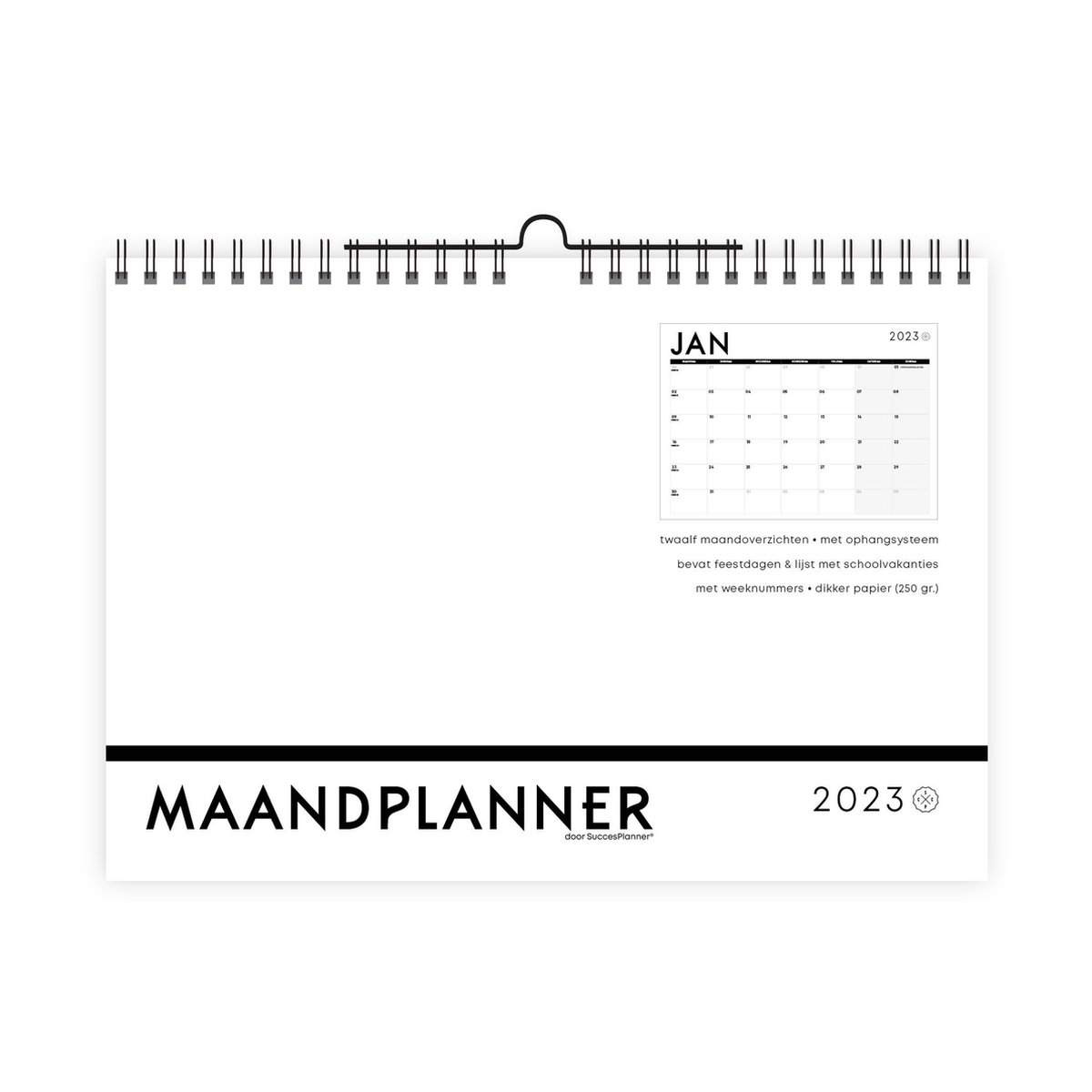 Succesplanner MaandPlanner 2023 - wandkalender - maandoverzicht - minimalistisch