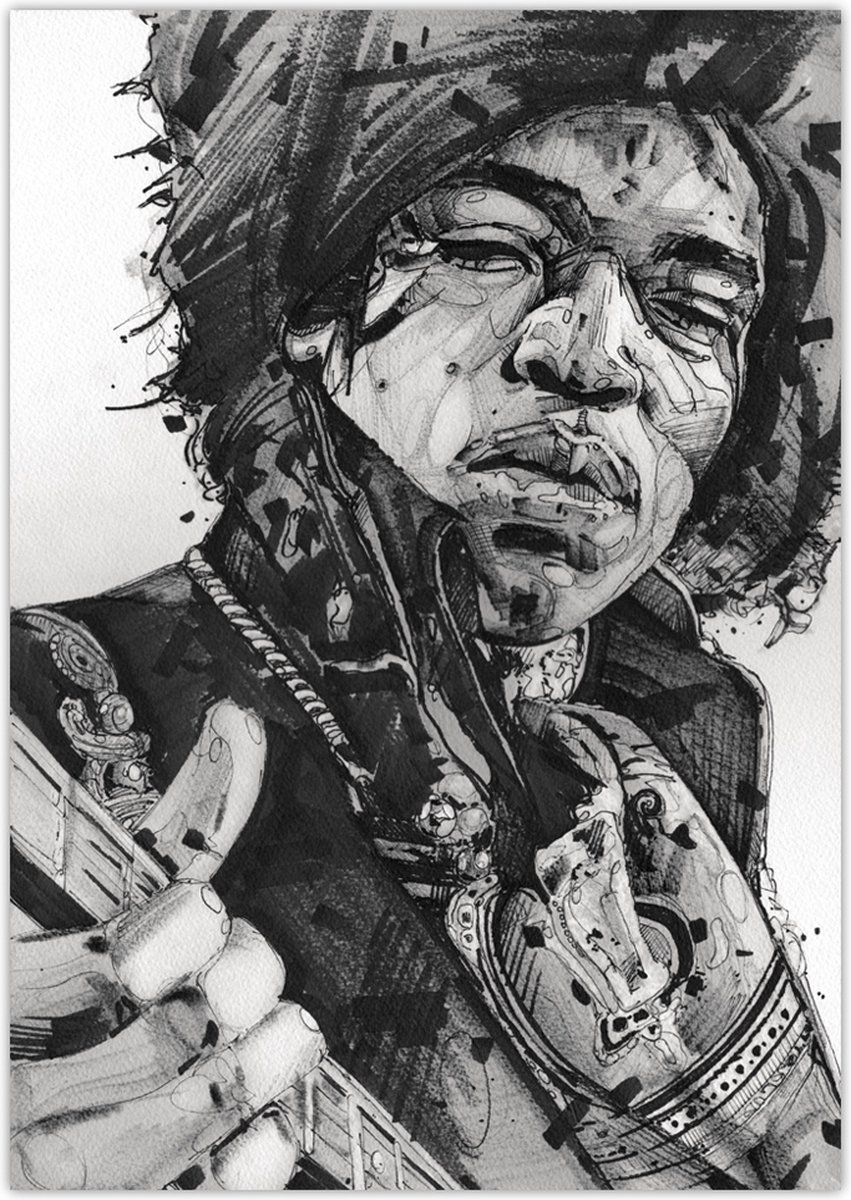 Passionforart.eu Jimi Hendrix - canvas - 70 x 50 cm full colour