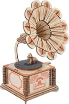 Bouwpakket Vintage Grammofoon Ouderwets van hout- gekleurd