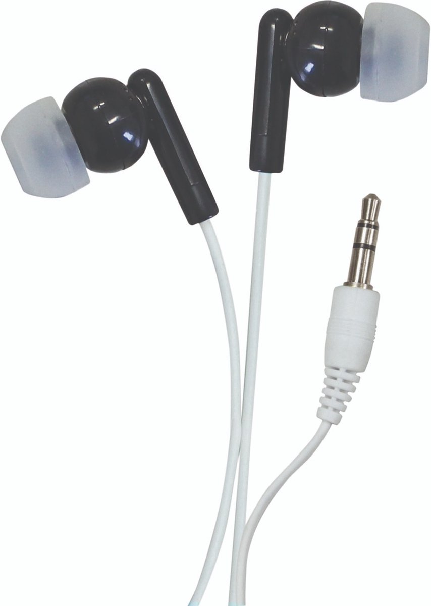 SoundLAB stereo in-ear earphones / zwart/wit - 1,2 meter