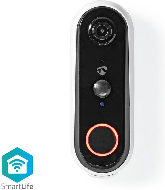 Nedis SmartLife Videodeurbel – Wi-Fi – Batterij Gevoed – HD 720p – Cloud Opslag (optioneel) / microSD (niet inbegrepen) – IP54 – Met bewegingssensor – Nachtzicht – Wit