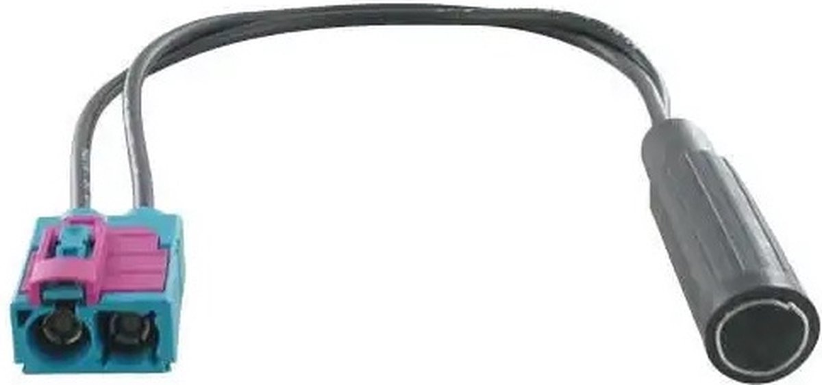 2x Fakra Z (v) - DIN (v) auto antenne adapter kabel - RG174 - 50 Ohm / zwart - 0,15 meter