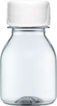 Flacon plastique vide 60 ml APET clear shot - avec bouchon strié blanc - lot de 10 pièces - rechargeable - vide