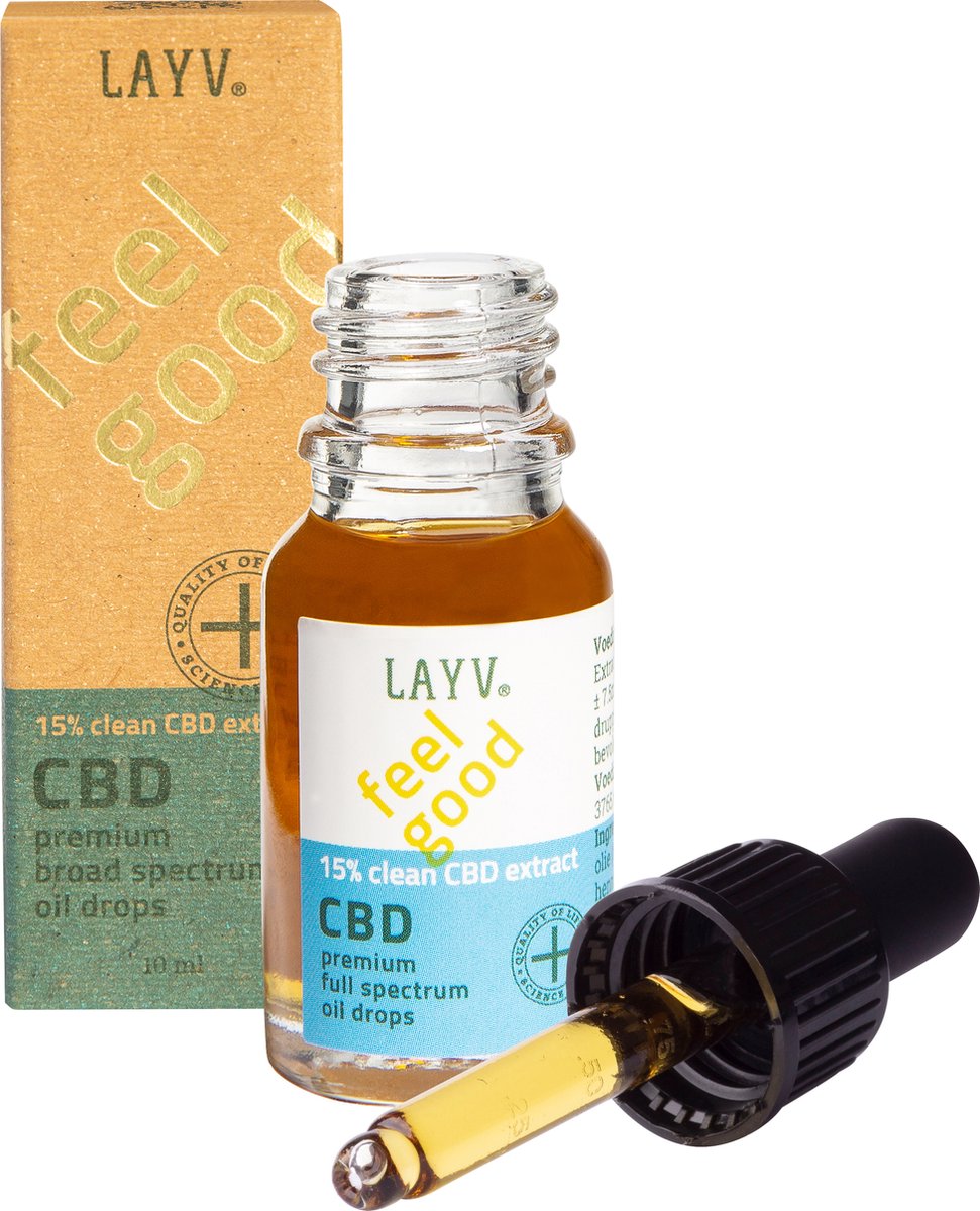 Goedkoopste LAYV® 15 CBD Olie Druppels - Natuurlijk 1500 mg CBD Full Spectrum Hennep Extract - Milde Smaak - Vegan