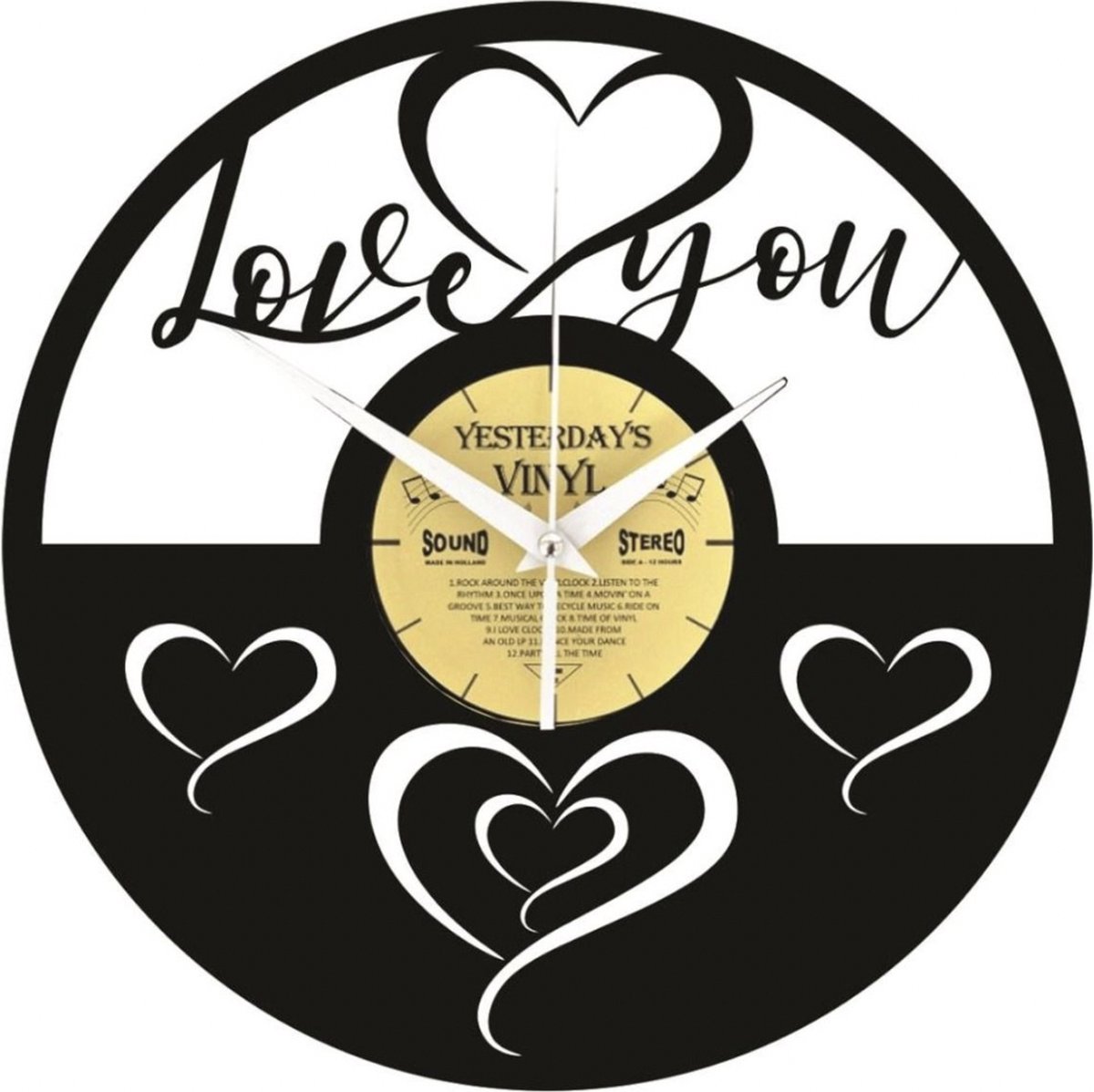 Vinyl Klok I Love You - Gemaakt Van Een Gerecyclede Plaat