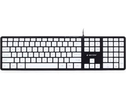 Gembird bedraad slimline USB toetsenbord met 5 multimedia toetsen - QWERTY (US) / zwart/wit - 1,6 meter Gembird bedraad slimline USB toetsenbord met 5 multimedia toetsen - QWERTY (US) / zwart/wit - 1,6 meter