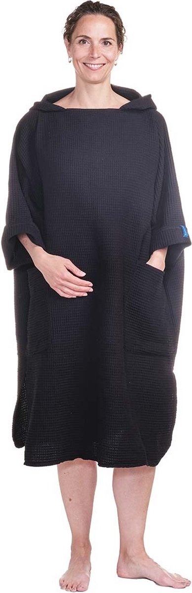 Zeemeermantel - poncho - bold black - Unisex - met kleine handdoek