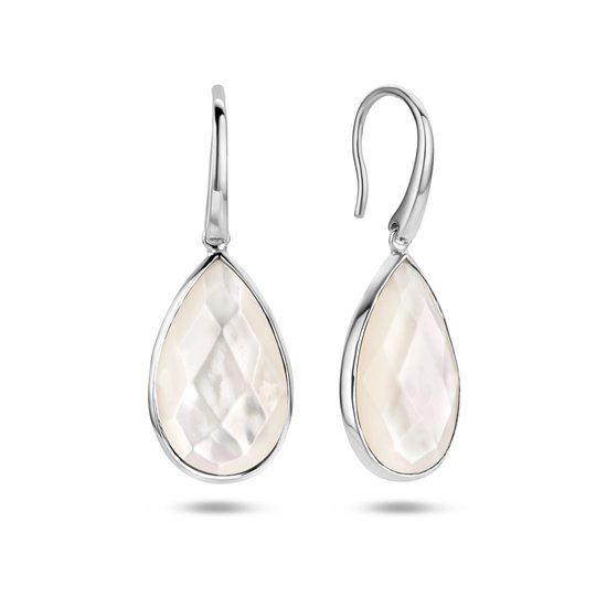 Glams oorhangers parelmoer franse haak - Zilver