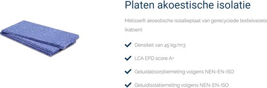 Métisse PMA - Plaques isolantes acoustique - 1200 x 600 x 20 mm - 1 panneau par paquet